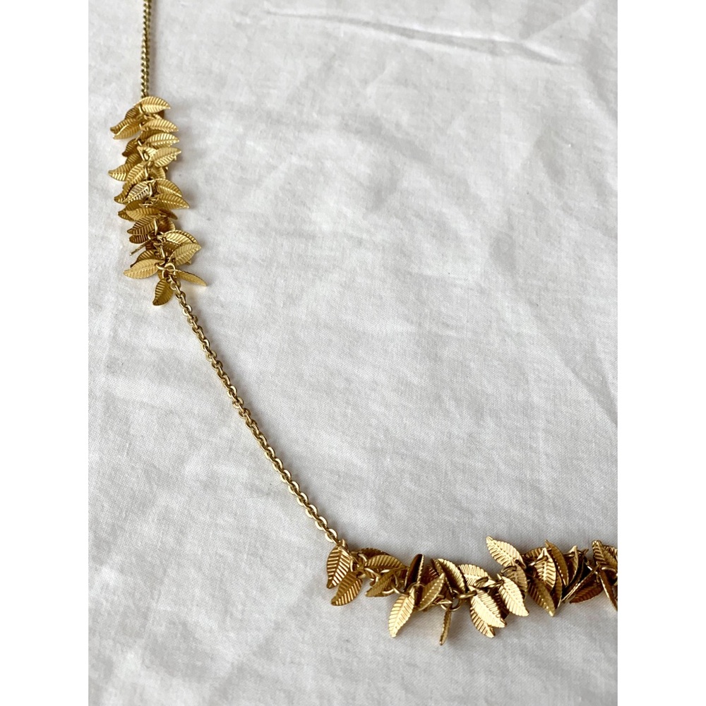 J. Crew brushed gold leaf cluster necklace